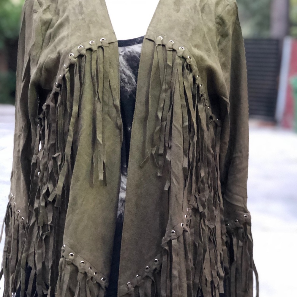 Olive faux suede jacket